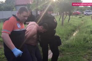 Criminalul poliţistului Cristian Amariei, dus cu ambulanţa la spital. Ionel Lepa este rănit (Video)