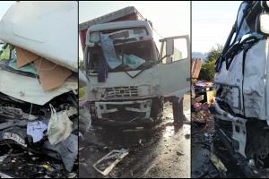 Imagini de groază la Sâmbăta de Jos. Un şofer de 20 de ani a murit pe loc, spulberat de TIR, după ce a intrat cu duba pe contrasens (Video)