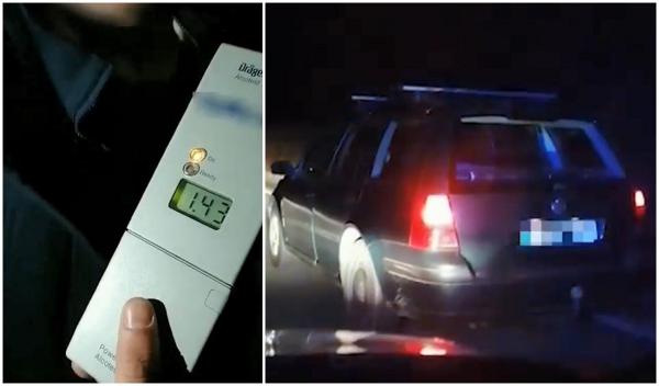 Poliţiştii din Cluj, uluiţi de cât de beat era şofer: "Cât alcool aţi consumat? 1,43!" (Video)