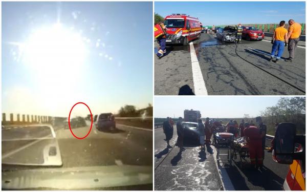 Imagini cu impactul de pe Autostrada Soarelui. Două familii din Ilfov și Călărași au ajuns la spital