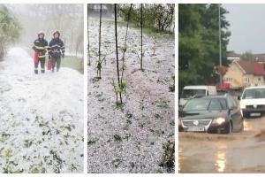 Inundații în Suceava, după o ploaie cu grindină (Foto și video)