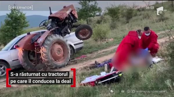 Accident mortal în Cluj. Un bărbat a murit strivit de tractorul care s-a răsturnat peste el
