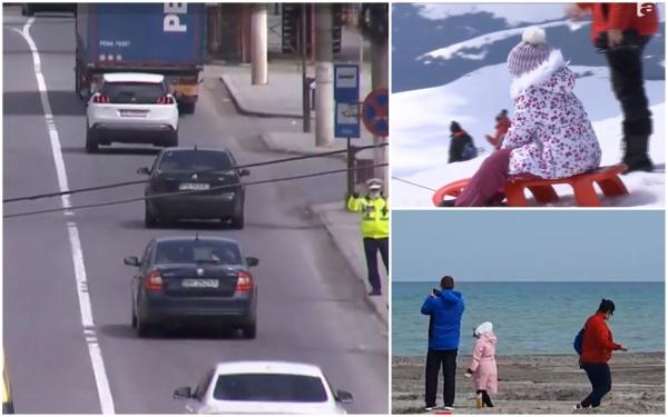 Sute de turiști petrec weekendul Floriilor pe schiuri, alții au profitat de ridicarea restricțiilor și au dat o fugă până pe litoral