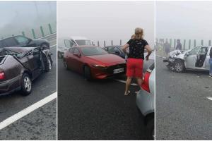 Carambol uriaş, cu peste 50 de maşini, pe Autostrada Soarelui. 155 de persoane implicate, după mai multe accidente în lanţ