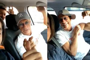 Jean Claude van Damme, filmat într-o mașină cu români în timp ce ascultă manele. Şoferul a făcut live pe facebook