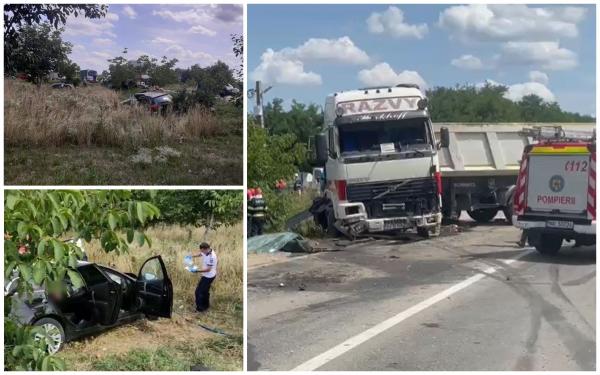 Trei morţi şi patru răniţi într-un accident cumplit lângă Timișoara. Un TIR scăpat de sub control a făcut praf patru mașini