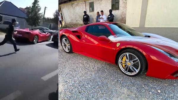 Șoferul de Ferrari, care a luat pe capotă un poliţist din Bocşa, are pe numele său un mandat european de arestare