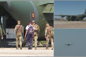 Aeronavă Hercules, trimisă pentru evacuarea cetăţenilor români din Afganistan. Imagini de la decolare