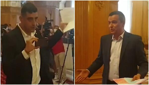 George Simion l-a alergat pe Sorin Grindeanu în Parlament. Dialogul, transmis live pe Facebook: Haideţi să semnaţi moțiunea