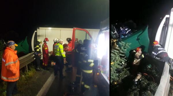 Șofer de TIR strivit sub cabină, în Călimănești, după ce s-a răsturnat cu camionul. Paramedicii n-au putut decât să constate decesul