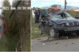 Accidentul mortal cu BMW din Argeș a fost filmat. Un băiat de 16 ani a sfârșit pe loc, șoferul de 21 de ani a fost grav rănit