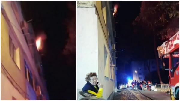 Imagini dramatice filmate în Tulcea, la scurt timp după ce o fată s-a aruncat pe geam ca să scape din calea flăcărilor
