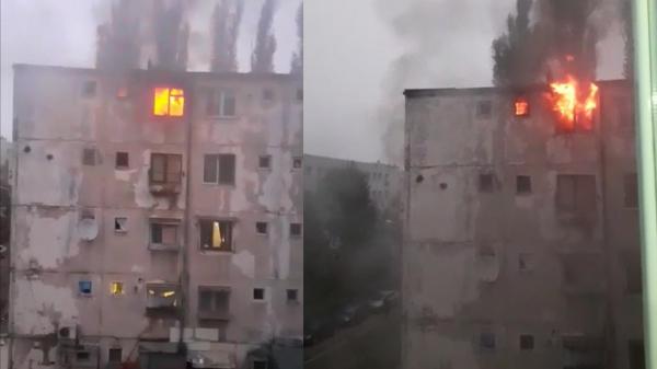 Explozie într-un bloc de pe "Aleea Iadului" din Bucureşti. Un martor a filmat cum un apartament a fost înghiţit de flăcări