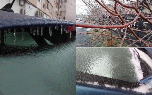 Fenomene meteo extreme în România: Ploaia îngheţată a transformat şoselele în patinoare