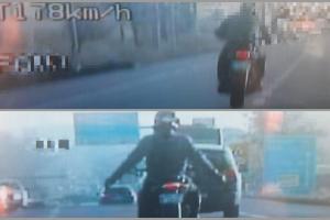 Motociclist surprins conducând cu 178 km/h şi fără să ţină mâinile pe ghidon, prins de poliţişti după o urmărire în trafic