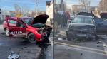 Accident cu mașina de examen auto, în Brăila. Examinatorul a ajuns la spital, după impactul cu un BMW