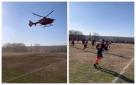 Un elicopter SMURD a întrerupt un meci de fotbal, la Galați. A aterizat pe stadionul din Berești pentru a prelua un rănit