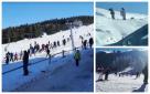 Vreme excelentă de schi la munte, de Ziua Mondială a Zăpezii. La Rânca, mai multe fete au renunțat la hainele groase pentru o ședință foto în nămeți