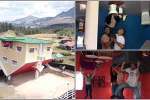 "Casa Nebună", noua atracţie turistică în Columbia. Mobila şi obiectele sanitare sunt fixate pe tavan
