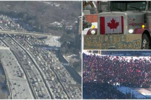 Protest masiv antivaccinare, în Canada. Mii de camioane au blocat centrul capitalei federale, Ottawa