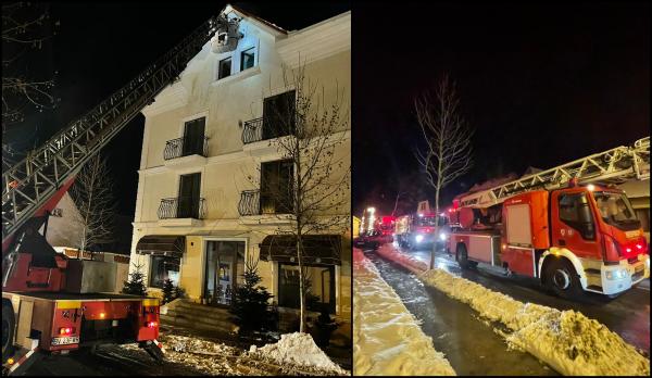 Incendiu la un hotel de lux din Râşnov în care se aflau 60 de persoane. Pompierii au intervenit cu 4 autospeciale
