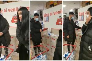 Doi tineri, dichisiți și cu haine de firmă, prinși la furat șampoane într-un supermarket din Dâmbovița. "Am și eu copil mic acasă"