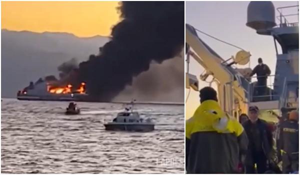 De ce a izbucnit incendiul de pe feribotul din Grecia cu 288 de oameni la bord. Cel puțin 10 persoane sunt date dispărute