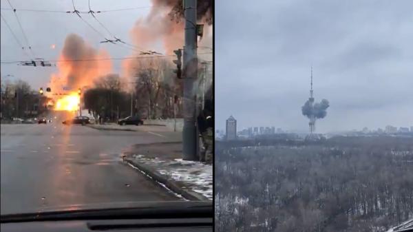 "La pământ, toată lumea la pământ!" Teroare dezlănţuită pe străzi, după ce ruşii au bombardat turnul radio/TV din Kiev