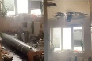 Imaginea dezastrului: Bombă căzută în mijlocul unui apartament din Harkov. Din tavan, apa curge şiroaie