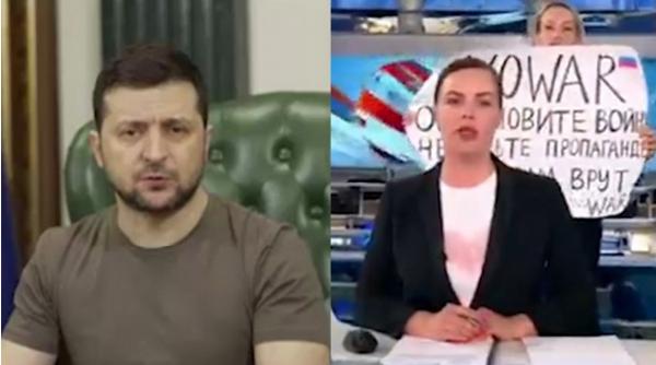 Mesajul transmis de Volodimir Zelenski jurnalistei din Rusia care a criticat, în direct, la TV, invazia din Ucraina