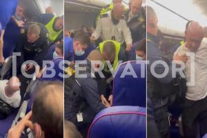 "Hai mă toţi pe el! Prinde-l, mă!". Un român beat a creat haos la bordul unui avion WizzAir. Bărbatul s-a dezlănţuit după ce a consumat o sticlă de tărie
