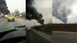 Primele imagini surprinse de martori la incendiul de lângă groapa de gunoi Glina. Traficul pe un sector al centurii Capitalei a fost blocat