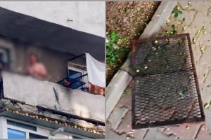Patru tineri din Focşani au încins grătarul pe balcon, dar l-au scăpat din greşeală de la etajul 8. Luneta unei maşini parcate a fost făcută praf