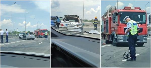 Volanul unui BMW a zburat după un accident cumplit la ieșirea din Mangalia. Mașina s-a înfipt în balustrada metalică a podului de la 2 Mai