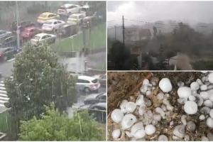 "Uite, mami, plouă cu pietre!". Grindina și ploile torențiale au făcut prăpăd în țară, Capitala a fost sub cod roșu prima dată în ultimii 15 ani