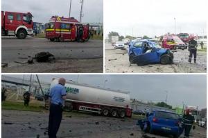 Impact violent între un autoturism şi o cisternă pe centura Bucureşti. Şoferul maşinii a murit pe loc