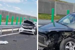 Şoferiţă, surprinsă cum merge pe contrasens pe Drumul Expres Craiova-Piteşti. Câteva clipe mai târziu a făcut accident