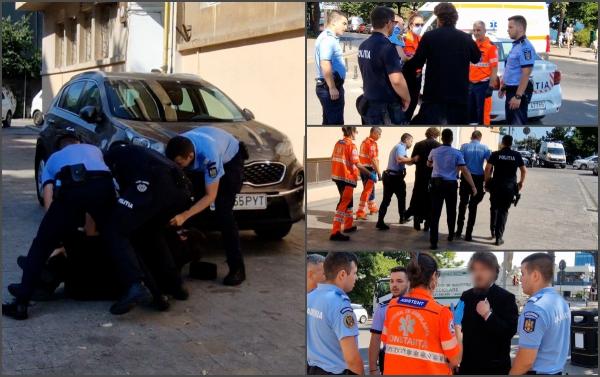 "N-am făcut nimic!" Călugăr pus la pământ și încătușat de polițiștii din Constanța, chiar în fața Arhiepiscopiei Tomisului