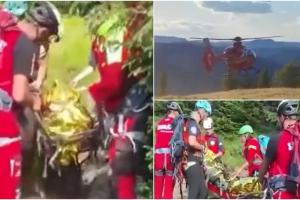 Turistă de 54 de ani, salvată cu greu de salvamontiştii maramureşeni, după ce a alunecat şi şi-a rupt piciorul