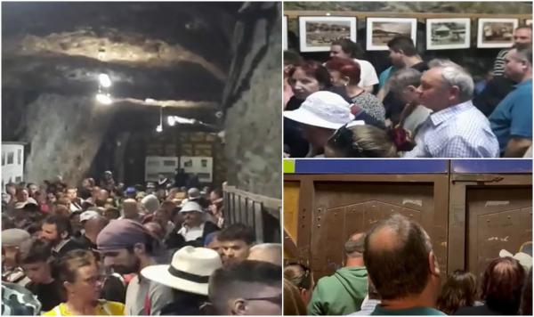 Sute de turişti au fost evacuați, după ce galeria de acces în Salina Praid a fost inundată. Blocaţi în subteran, au fost minute bune de panică