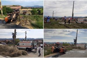 Accident feroviar în Harghita. Un bărbat a murit, după ce tractorul pe care îl conducea a fost lovit de un tren de călători