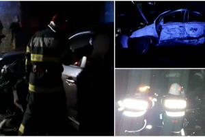 Accident cumplit în Vâlcea, după ce un taximetrist a încercat să depăşească peste linia continuă