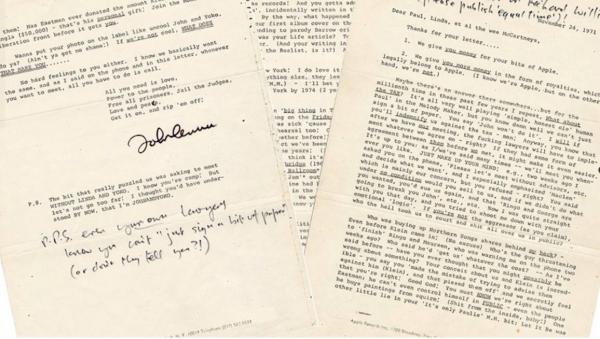 Celebra scrisoare a lui John Lennon către Paul McCartney, scoasă la licitaţie. Suma pe care organizatorii speră să o obţină