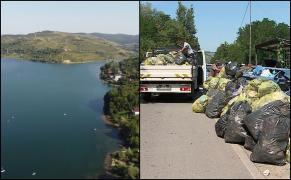 Amplă acţiune de ecologizare a lacului Bezid din Mureş. Primăria şi voluntarii au strâns 300 de saci cu gunoi nereciclabil