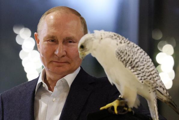 Imagini cu Vladimir Putin, înconjurat de şoimi. O pasăre a primit numele unei unităţi speciale ruseşti din Donbas