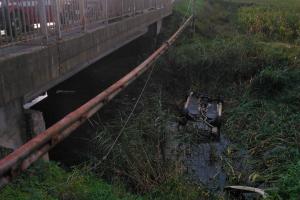 Un şofer de 55 de ani a plonjat cu maşina în râu, după ce a pierdut controlul maşinii şi a intrat pe contrasens, în Bistriţa-Năsăud