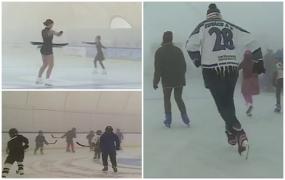 Patinoar artificial inaugurat lângă Târgu Mureș: ziua se face sport, noaptea devine discotecă pe gheaţă
