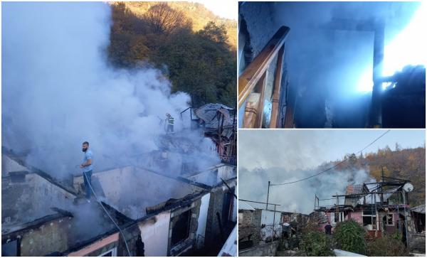 Incendiu de proporţii la Siriu, în Buzău. Oamenii au suferit atacuri de panică, după ce şi-au văzut agoniseala de o viaţă distrusă de focul uriaş