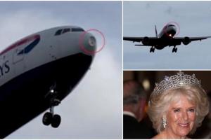 Clipe de groază pentru regina consoartă Camilla, după ce avionul cu care se întorcea din India a fost lovit de o pasăre. Botul aeronavei a fost grav avariat