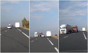 Depășire criminală pe un drum din Vrancea. Manevra de infarct a fost filmată cu o cameră de bord